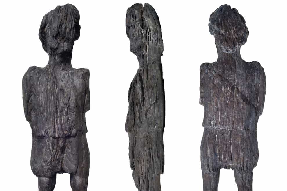 The figure, cut from a single piece of wood, stands at 67cm tall and is 18cm wide (PA)