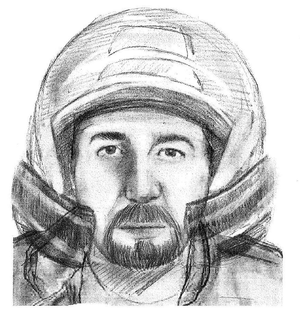 A 2013 sketch of a motorcyclist who was questioned over the French Alps killings in 2015 and has reportedly been rearrested (Surrey Police Handout/PA)