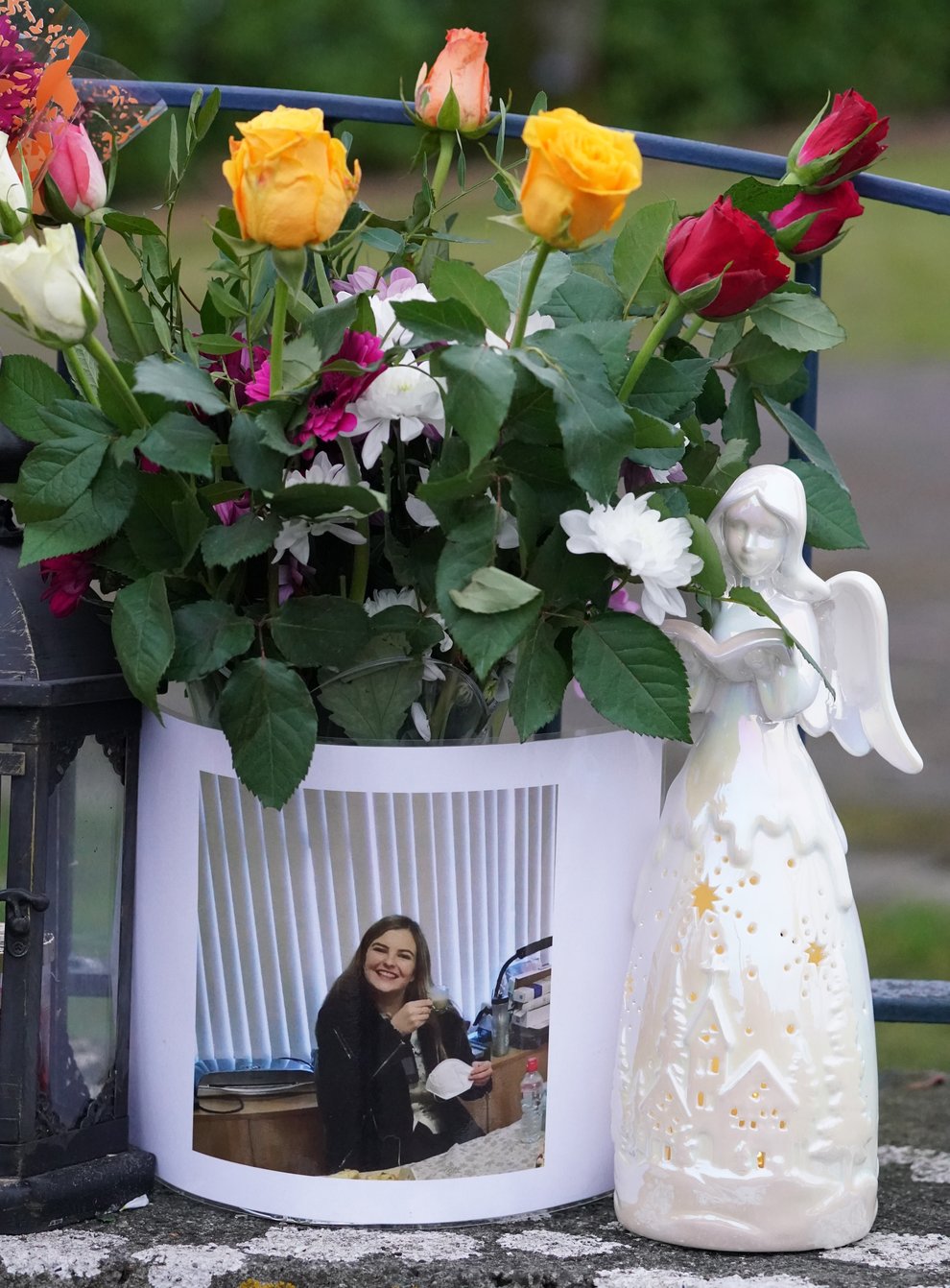 Floral tributes near to the scene in Tullamore, Co Offaly, after Ashling Murphy, was killed on Wednesday evening (Brian Lawless/PA)
