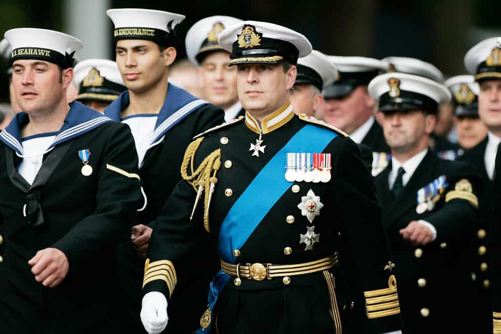 The Duke of York marches with the Royal Navy’s Fleet Air Arm (Tim Graham/PA)