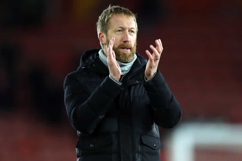 Graham Potter has urged Brighton to keep going until final whistle (PA)