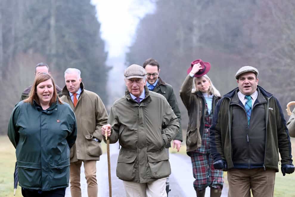 The Prince of Wales (centre), known as the Duke of Rothesay in Scotland, refused to answer questions about his brother (Kami Thomson/DCT Media/PA Wire)