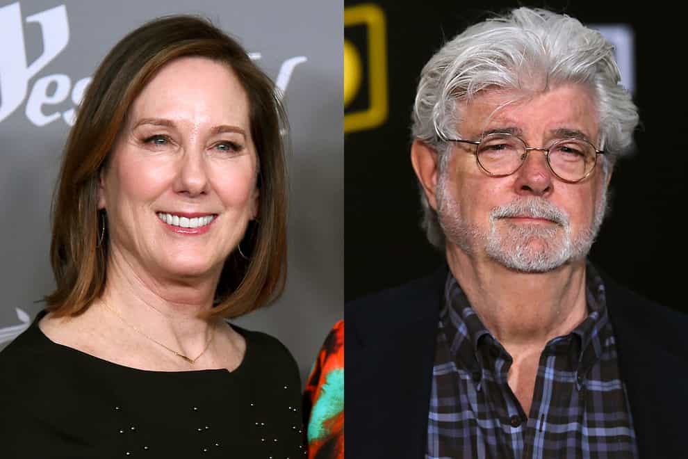 Kathleen Kennedy and George Lucas (AP Photo)