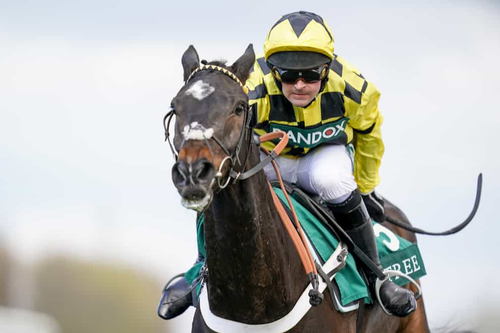 Shishkin ridden by Nico de Boinville runs clear to win the Doom Bar Maghull Novices’ Chase during Grand National Day of the 2021 Randox Health Grand National Festival at Aintree Racecourse, Liverpool. Picture date: Saturday April 10, 2021.