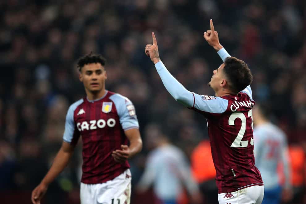 Philippe Coutinho (right) celebrated a late equaliser on his Aston Villa debut (Isaac Parkin/PA)