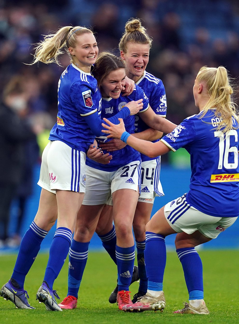 Leicester City’s Shannon O’Brien celebrates scoring (Nick Potts/PA)