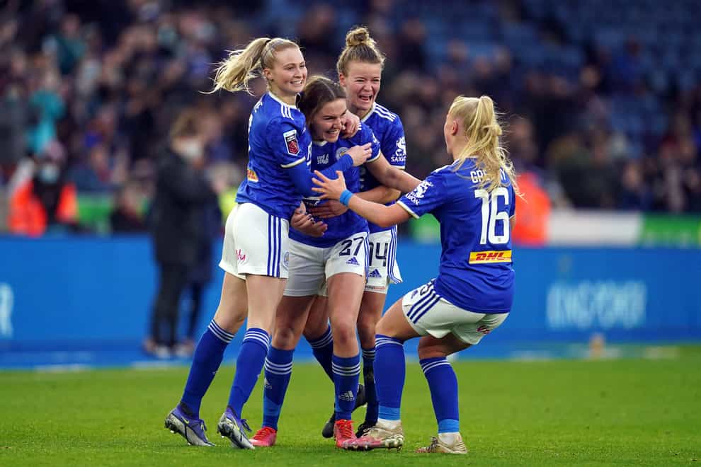 Leicester City’s Shannon O’Brien celebrates scoring (Nick Potts/PA)