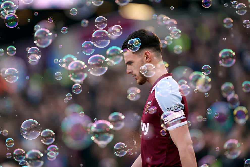 Declan Rice was on the losing side against Leeds (Mike Egerton/PA)