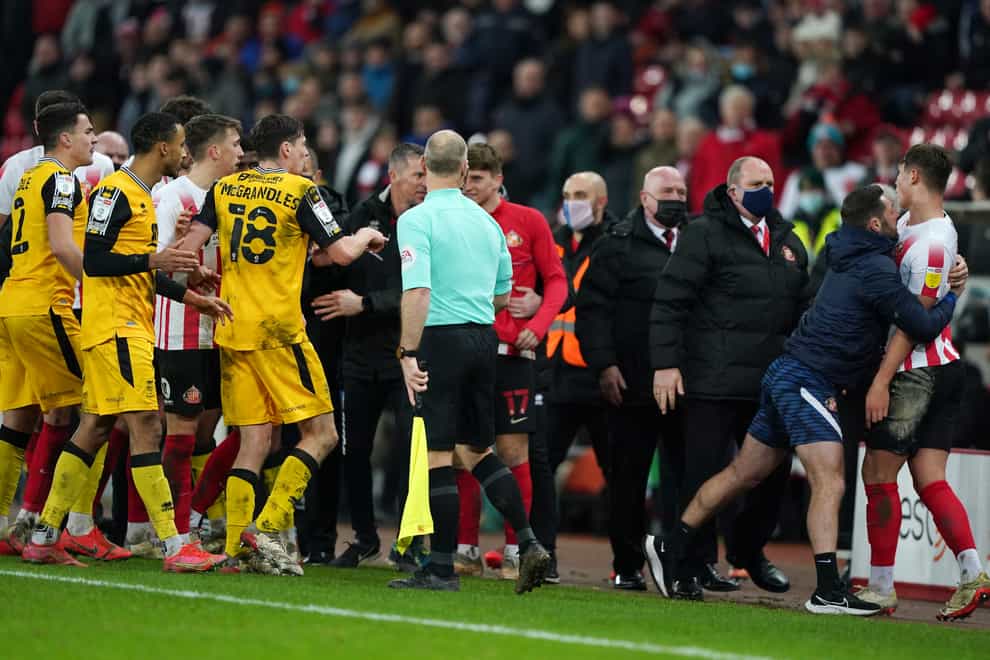 Sunderland and Lincoln have both been charged by the FA for a fracas in the 95th minute of their game (Owen Humphreys/PA)