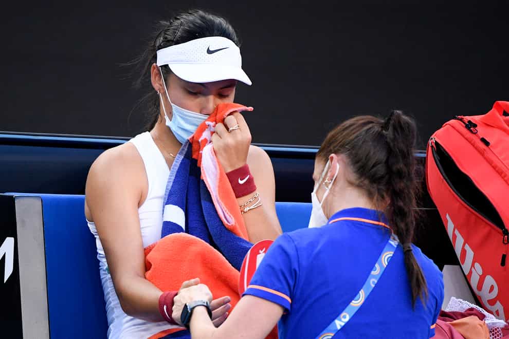 Emma Raducanu needed treatment for blisters (Andy Brownbill/AP)