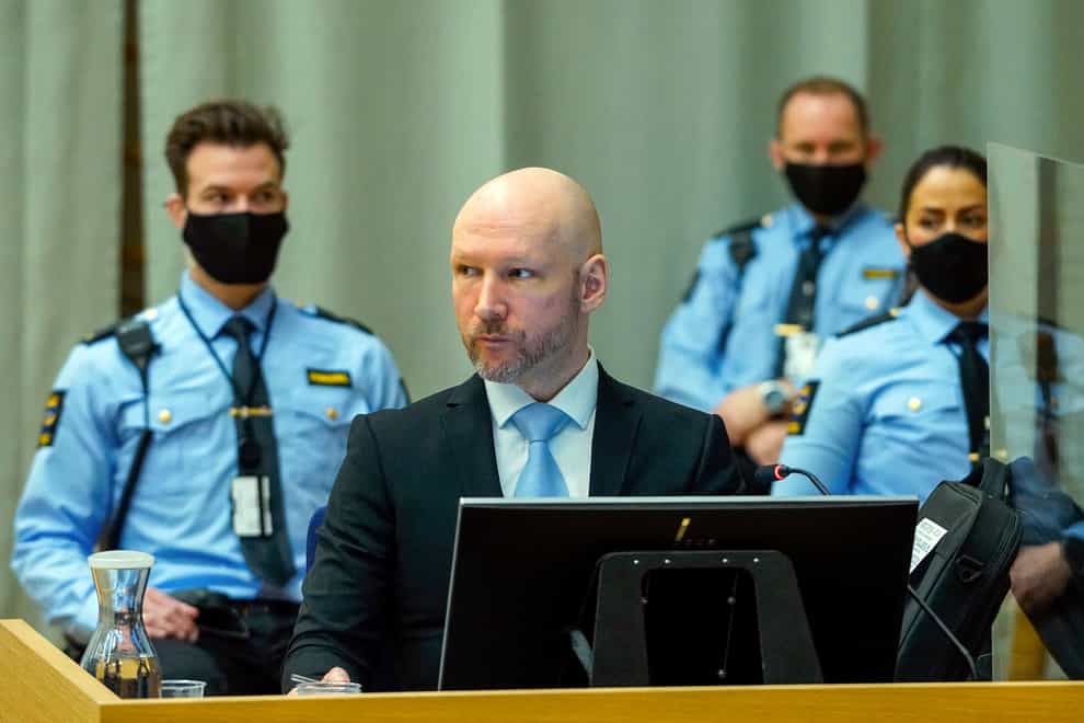 Terrorist Anders Breivik is applying for parole after serving 10 years of a 21-year sentence for killing 77 people (Ole Berg-Rusten/NTB scanpix via AP)