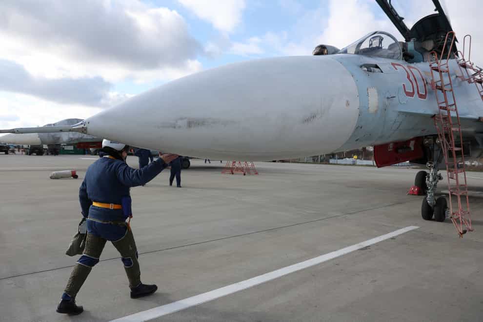 Russian military aircraft have been on exercises near the Ukraine (AP Photo/Vitaliy Timkiv)