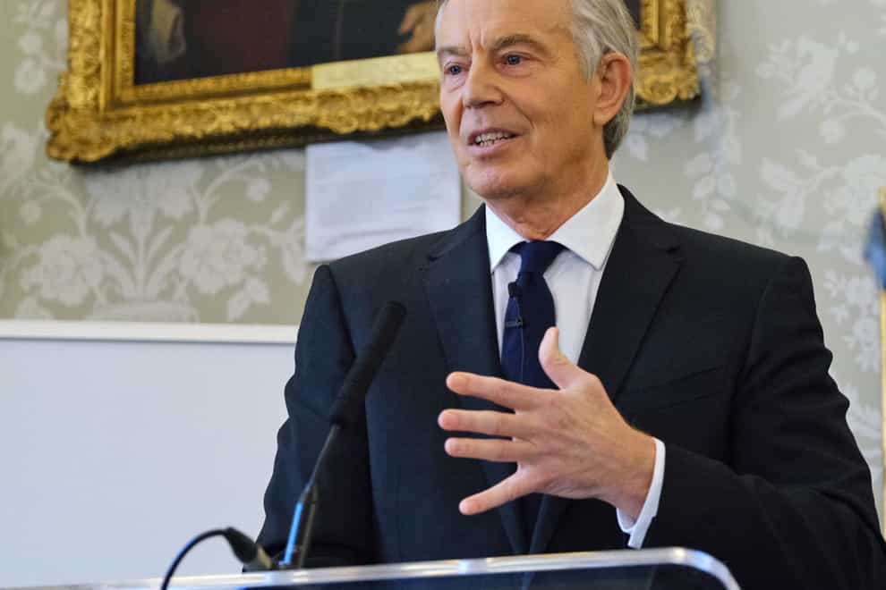 Sir Tony Blair delivers a speech on the future of Britain (Owen Billcliffe/Institute of Global Health Innovation/PA)