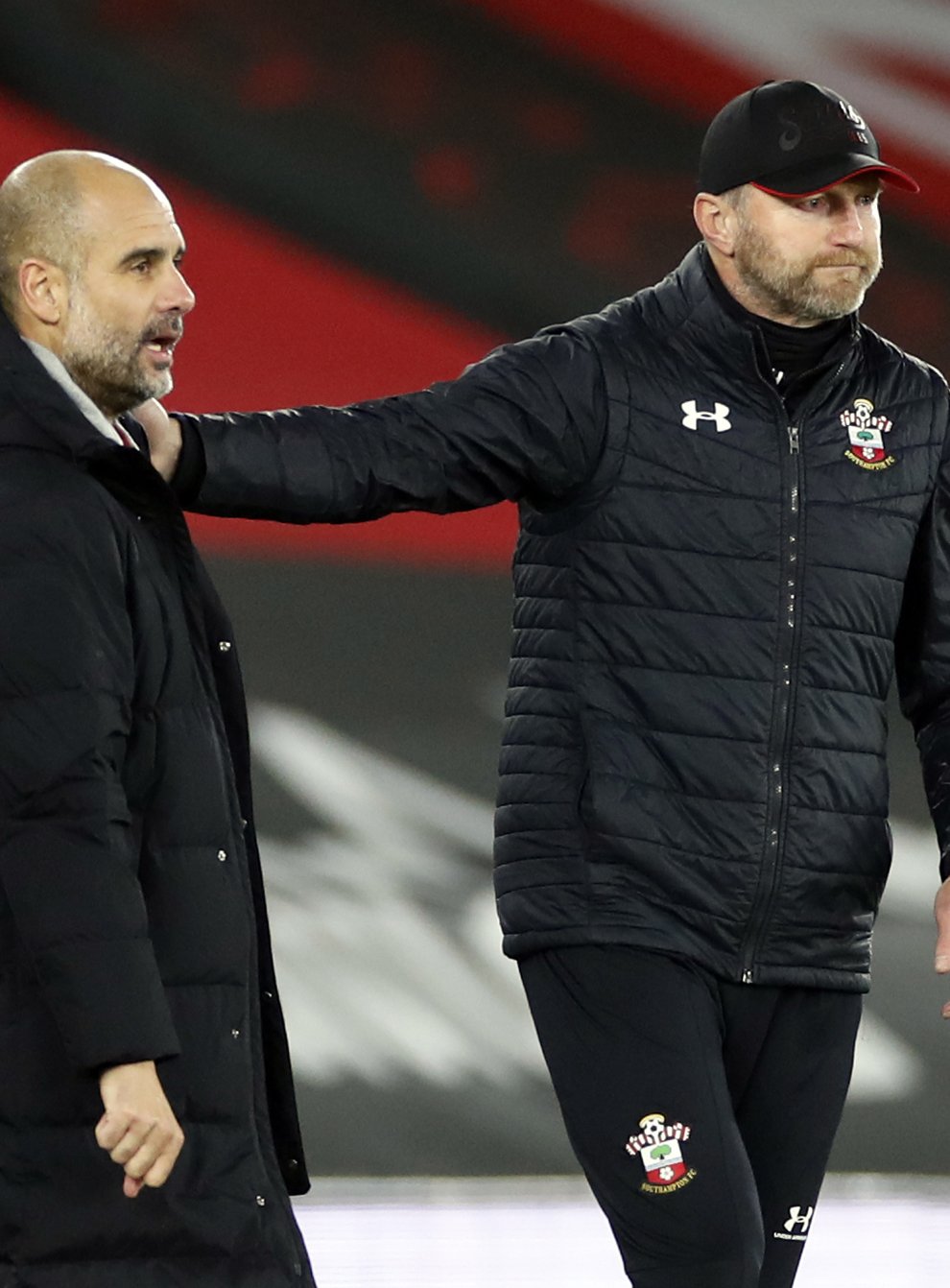 Southampton manager Ralph Hasenhutt, right, believes Pep Guardiola’s Manchester City have already wrapped up the title (Paul Childs/PA)