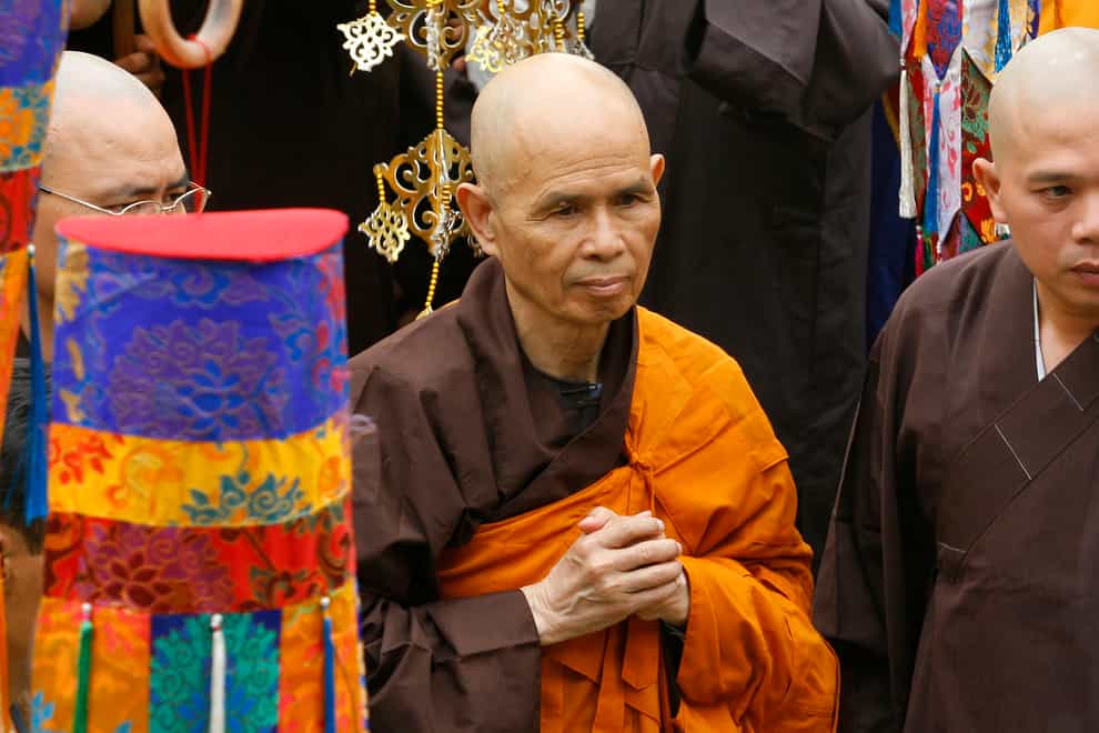 The revered Zen Buddhist monk who helped pioneer the concept of mindfulness in the West and socially engaged Buddhism in the East has died aged 95 (AP)