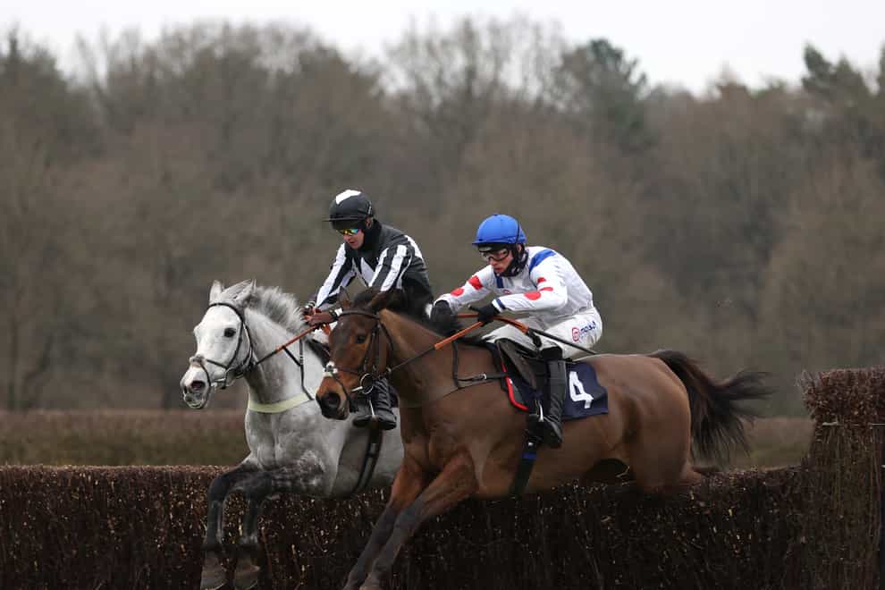 War Lord (left) battling with Il Ridoto on his way to winning the Cazoo Novices’ Chase at Lingfield (Steven Paston/PA)