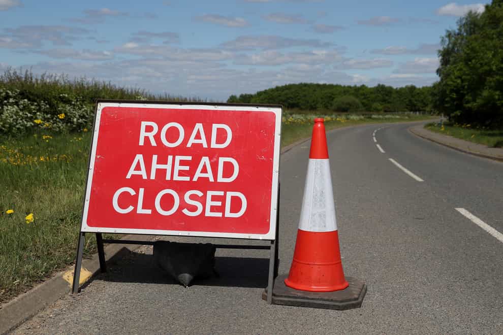 A road closed sign (David Davies/PA)