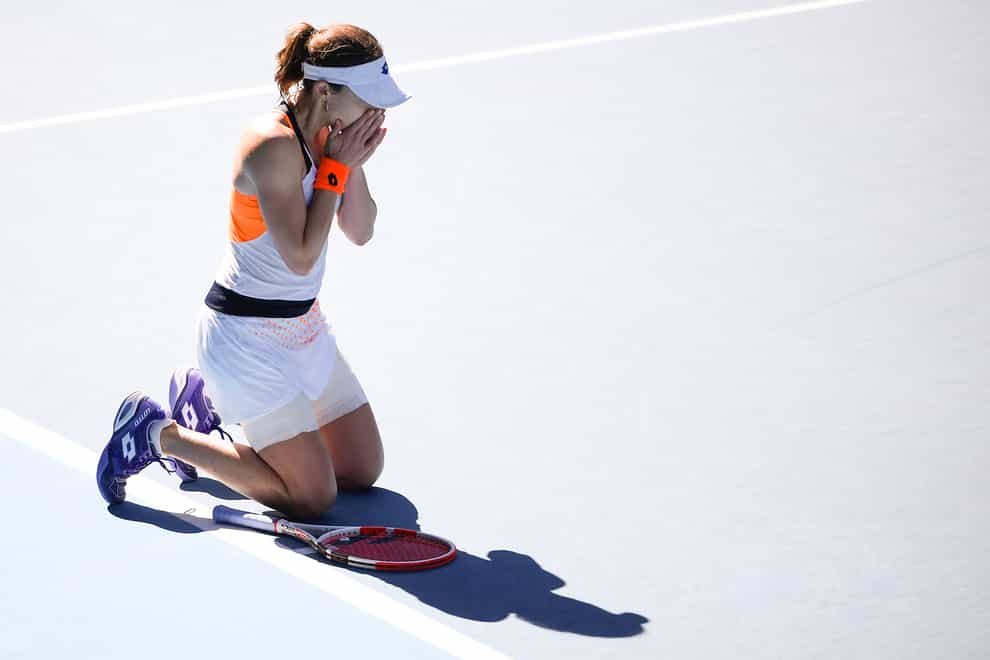 Alize Cornet claimed an emotional win (Andy Brownbill/AP)