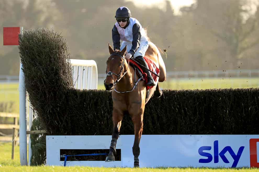 Bob Olinger ridden by Rachael Blackmore clear the last on the way to winning the Kildare Novice Chase (Grade 3) race of the day at Punchestown Racecourse in County Kildare, Ireland. Picture date: Sunday January 16, 2022.