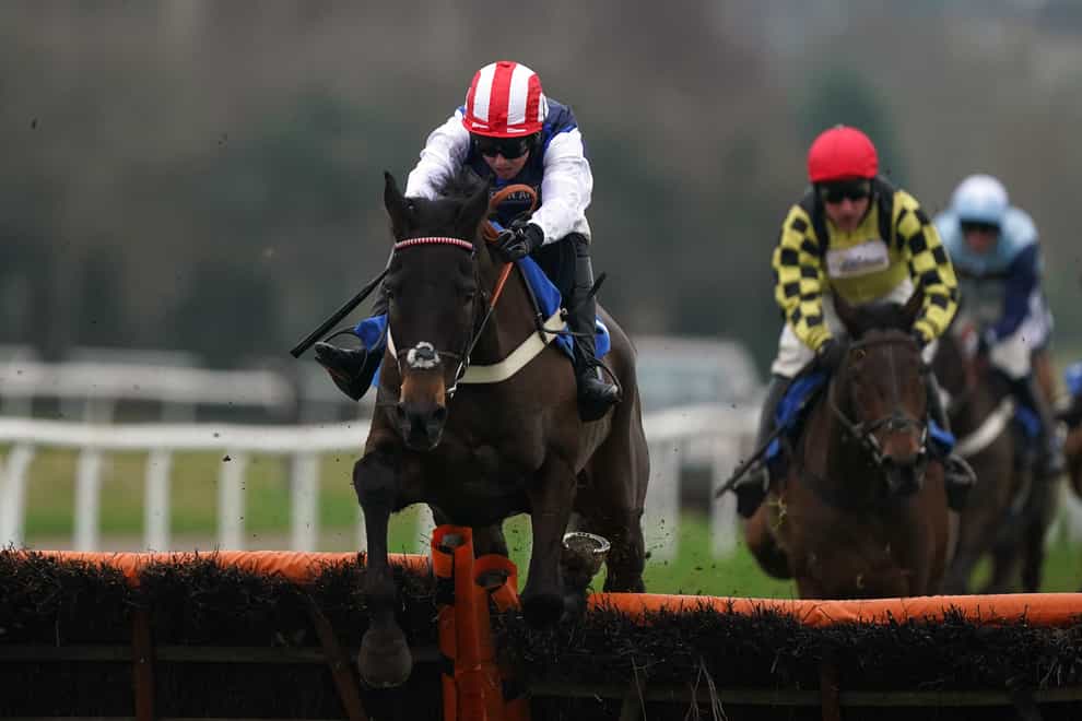 Bowtogreatness bounds clear of the opposition to win the Tracey And Mark’s 60th Birthday Celebrations Novices’ Hurdle at Leicester (Mike Egerton/PA)