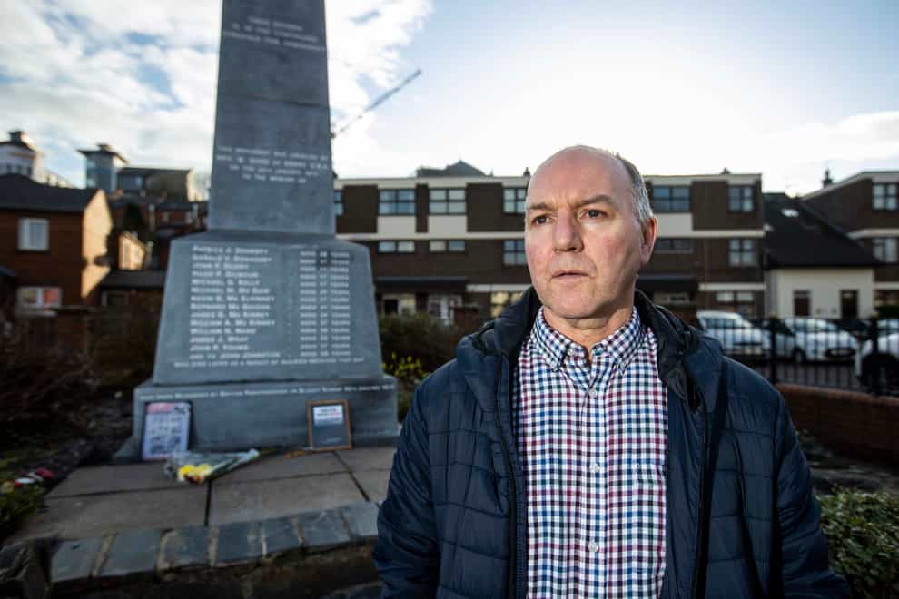 Tony Doherty, son of Patrick Doherty killed on Bloody Sunday in Derry’s Bogside in 1972, stands at the Bloody Sunday Memorial (Liam McBurney/PA)