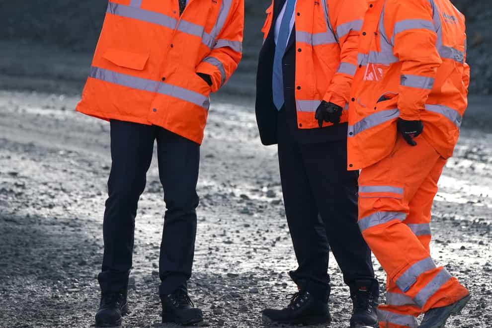 Prime Minister Boris Johnson during a visit to Hanson Aggregates in Penmaenmawr, North Wales (Peter Byrne/PA)