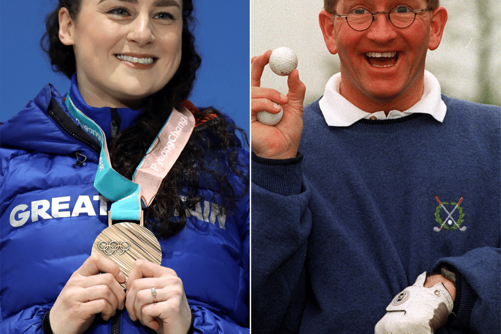 Laura Deas and Eddie the Eagle (Mike Egerton/PA)