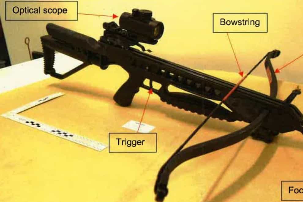The high-powered hunting crossbow was used to shoot two people in unprovoked attacks (Metropolitan Police/PA)