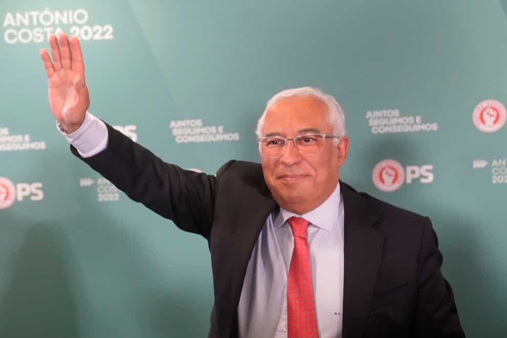 Portuguese Prime Minister and Socialist Party Secretary General Antonio Costa waves to supporters (AP)