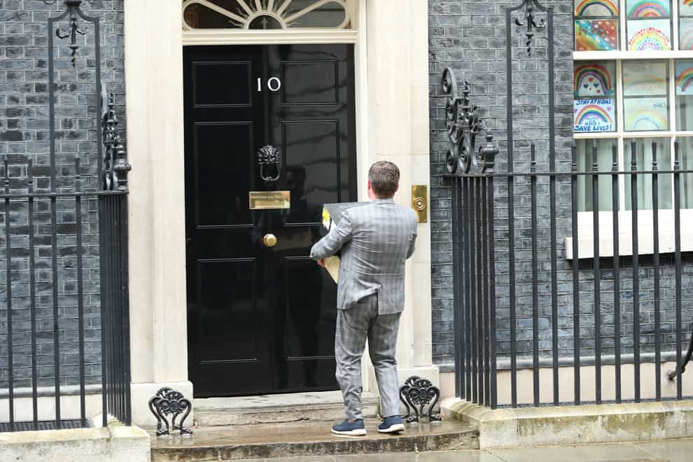 A champagne delivery arrives at 10 Downing Street (PA)