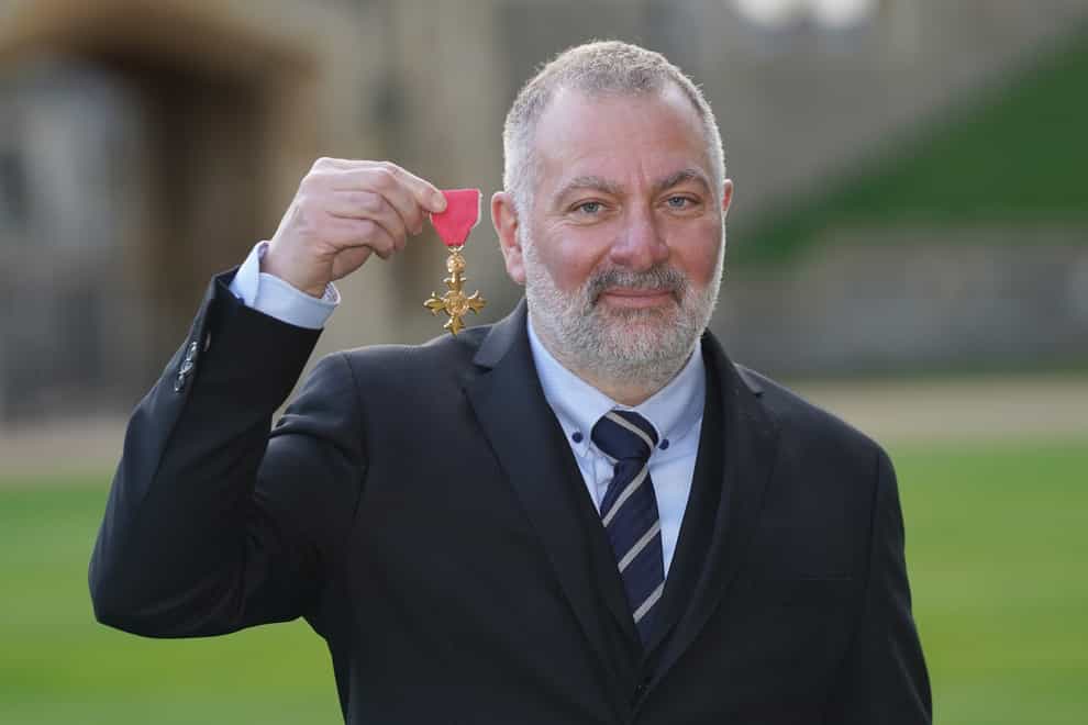Line Of Duty creator Jed Mercurio collects his OBE at an investiture ceremony at Windsor Castle (Steve Parsons/PA)