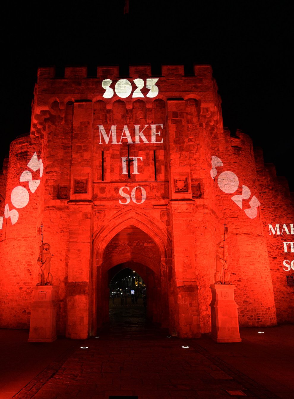 A light projection at The Bargate in Southampton, as part of the city’s bid to become the UK City of Culture 2025 (Anthony Upton/PA)