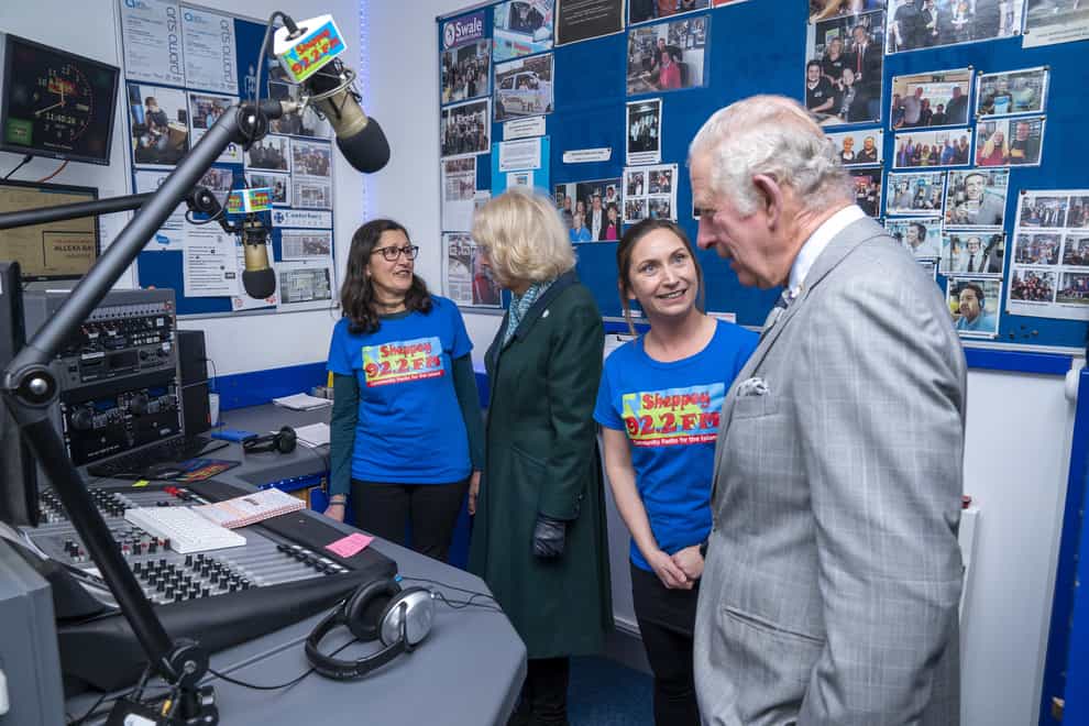 The Prince of Wales and the Duchess of Cornwall visited Sheppy FM (Arthur Edwards/The Sun/PA)