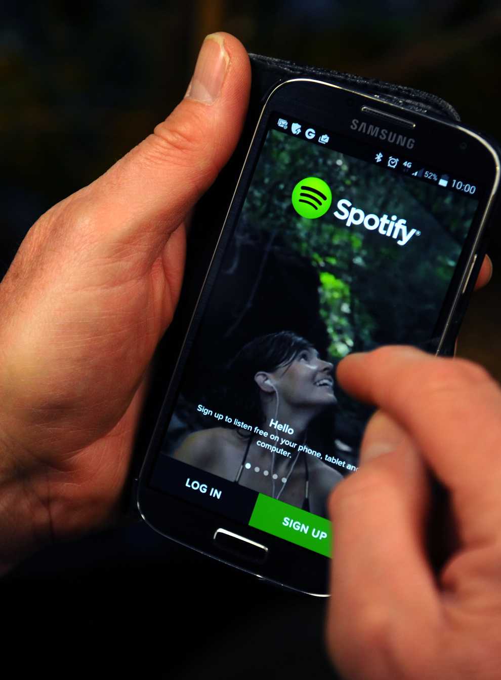 The Spotify App is shown on a Samsung smartphone (Lauren Hurley/PA)