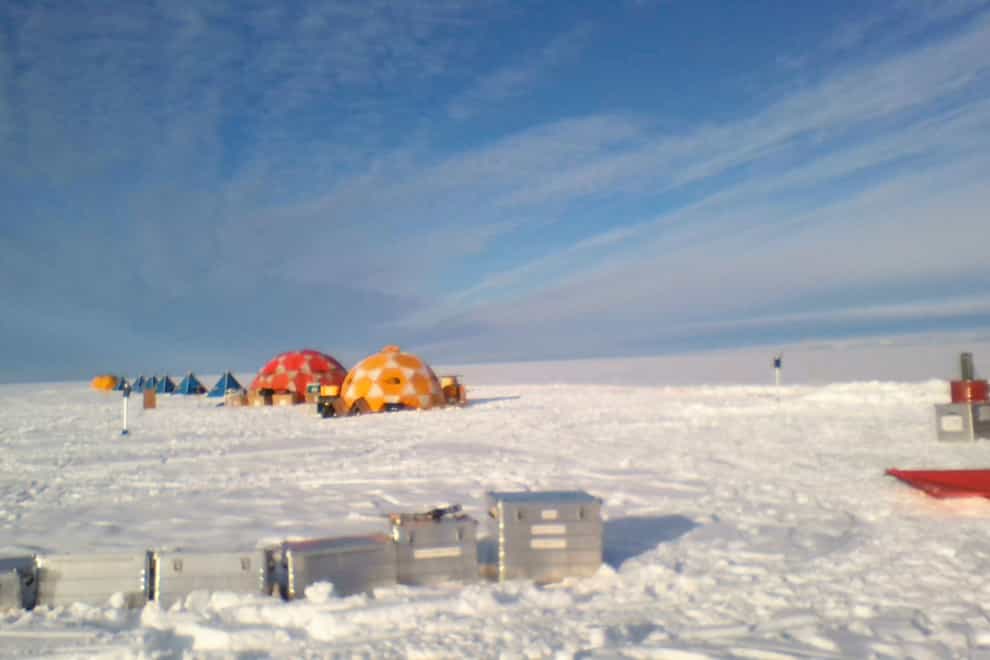 Tents set up on the Dotson Ice Shelf in Antarctica (David Holland via AP)