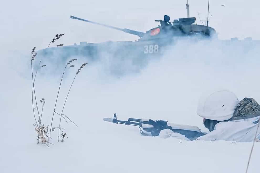 Russian soldiers at a military training ground (Russian Defence Ministry Press Service via AP)