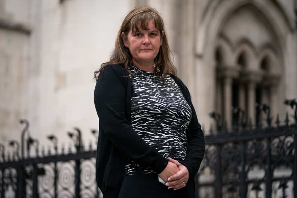 Rebecca Currie, the mother of Mathew Richards, outside the Royal Courts of Justice in London (Aaron Chown/PA)