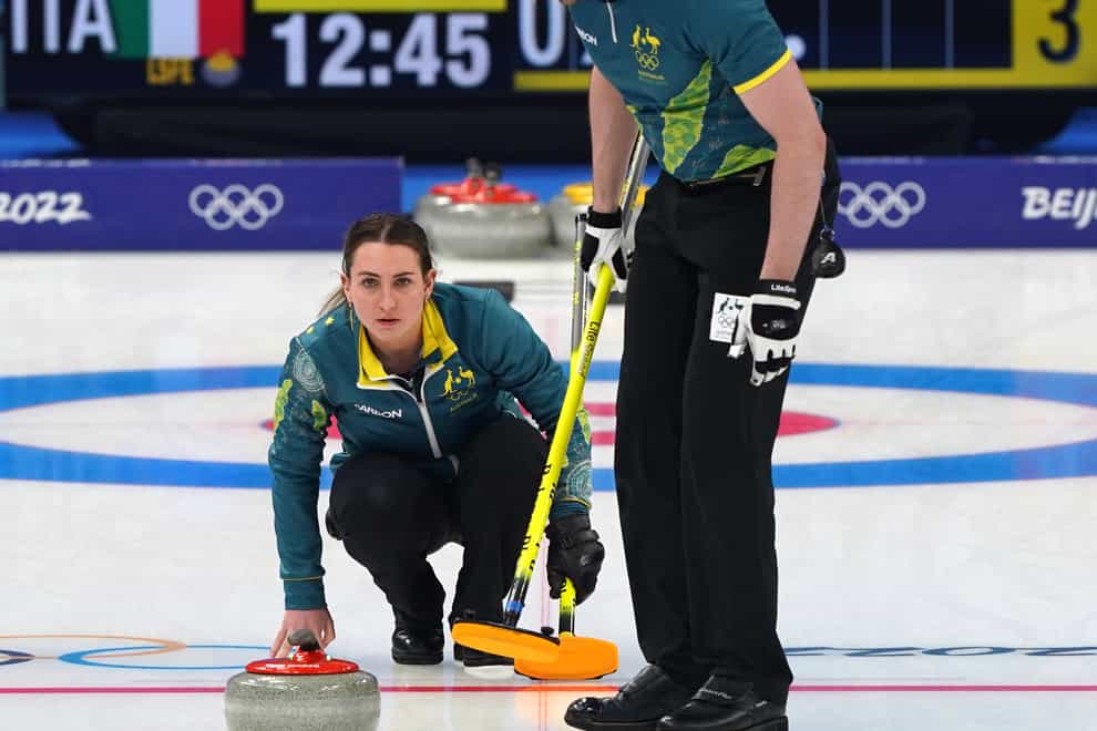 Australia’s mixed doubles curling pair Tahli Gill and Dean Hewitt can continue to compete under close contact provisions despite Gill’s Covid postive test (Andrew Milligan/PA Images).