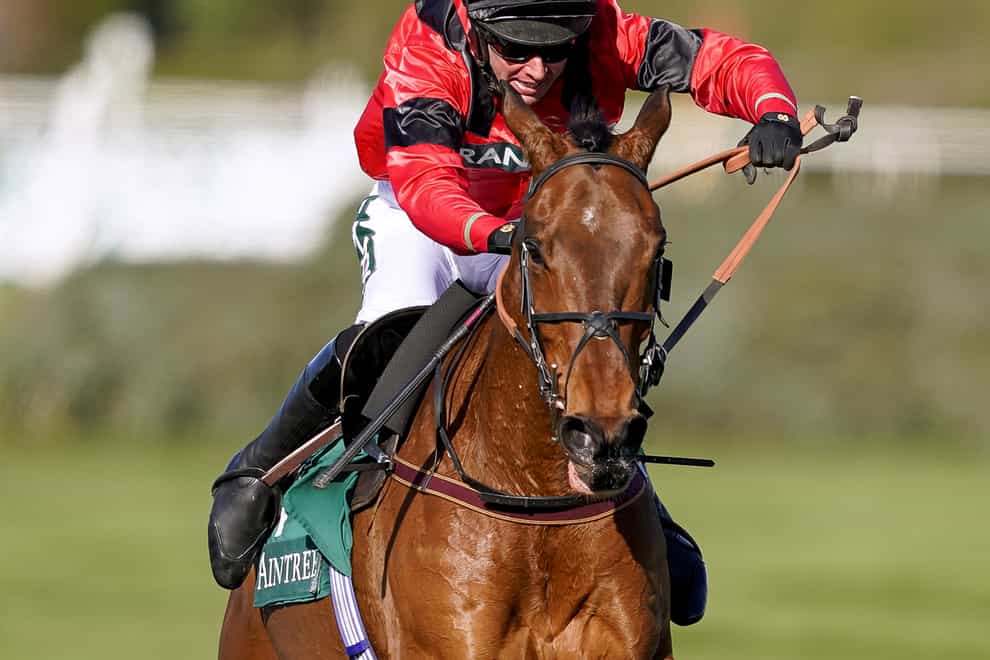File photo dated 09-04-2021 of Ahoy Senor ridden by Derek Fox on their way to winning the Doom Bar Sefton Novices’ Hurdle during Ladies Day of the 2021 Randox Health Grand National Festival at Aintree Racecourse, Liverpool. Ahoy Senor is expected to make his debut over fences on Sunday after he was a late withdrawal at Wetherby on Friday due to the ground. Issue date: Friday October 29, 2021.