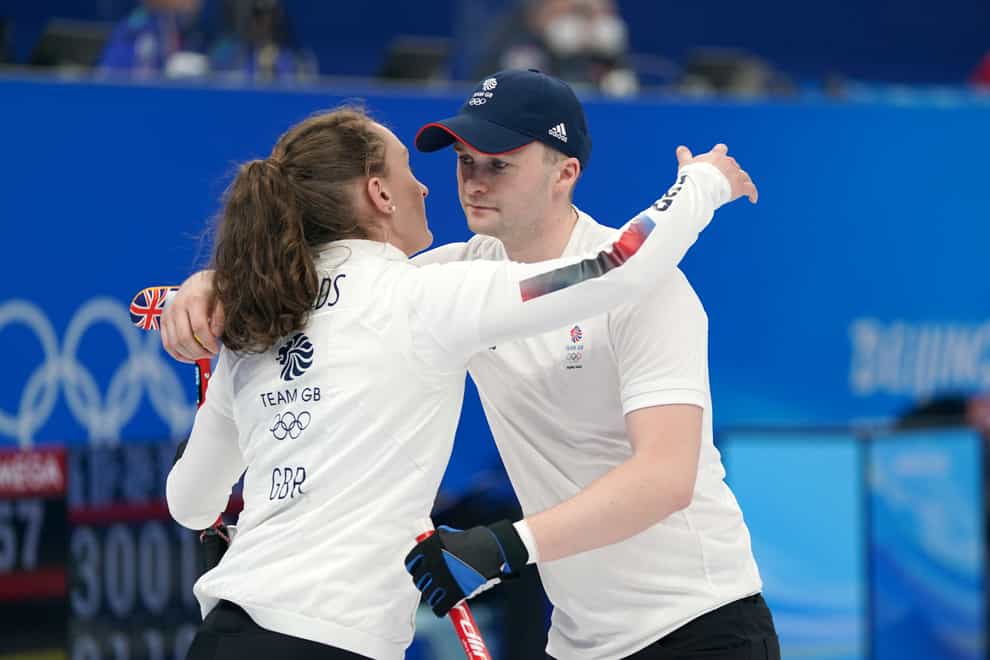 Jennifer Dodds and Bruce Mouat have booked a place in the mixed curling semi-finals (Andrew Milligan/PA)