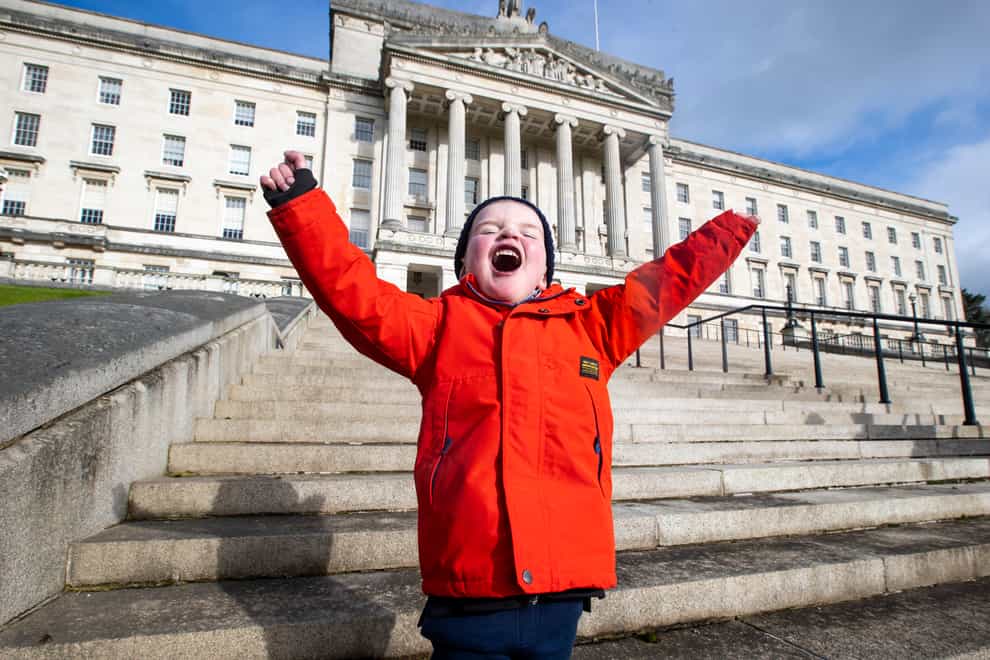 Daithi Mac Gabhann on the steps of Parliament Buildings at Stormont (Liam McBurney/PA)