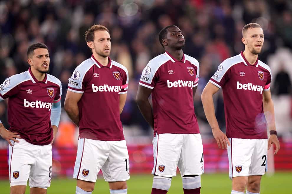 Kurt Zouma, second right, was controversially selected by West Ham (Adam Davy/PA)