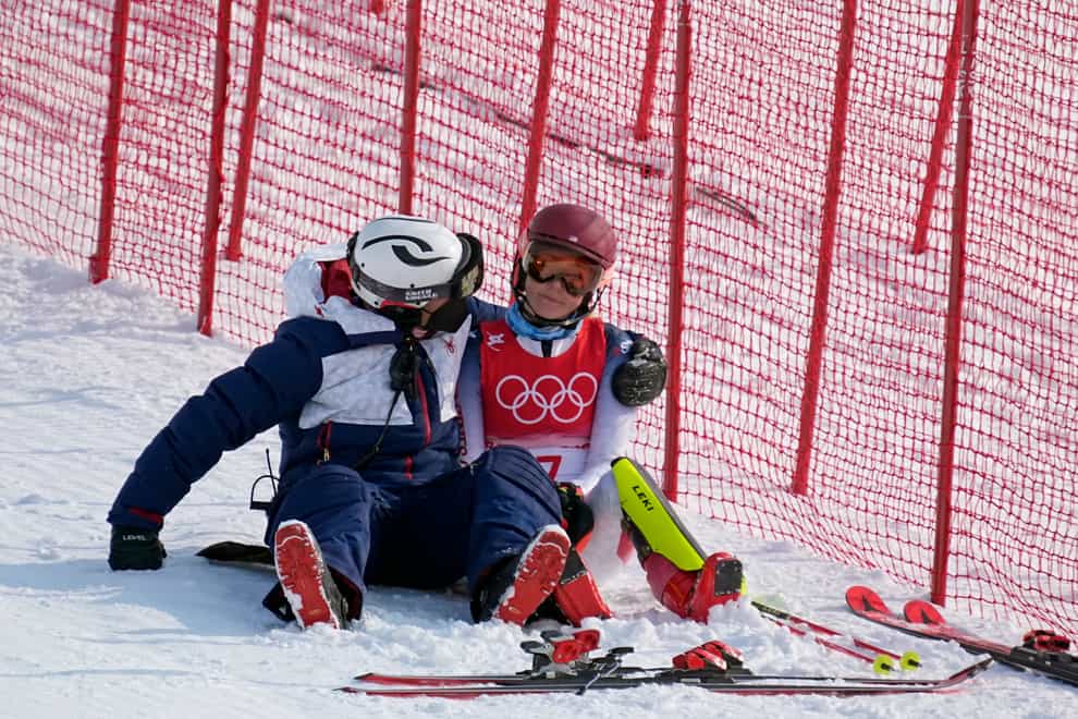 Mikaela Shiffrin crashed out of the women’s slalom on Wednesday (Robert F Bukaty/AP)