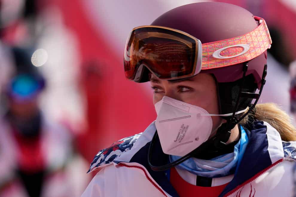 Mikaela Shiffrin cast doubt on her continued quest to win multiple medals at the Beijing Olympics after crashing out of the women’s slalom at Yanqing (Luca Bruno/AP)