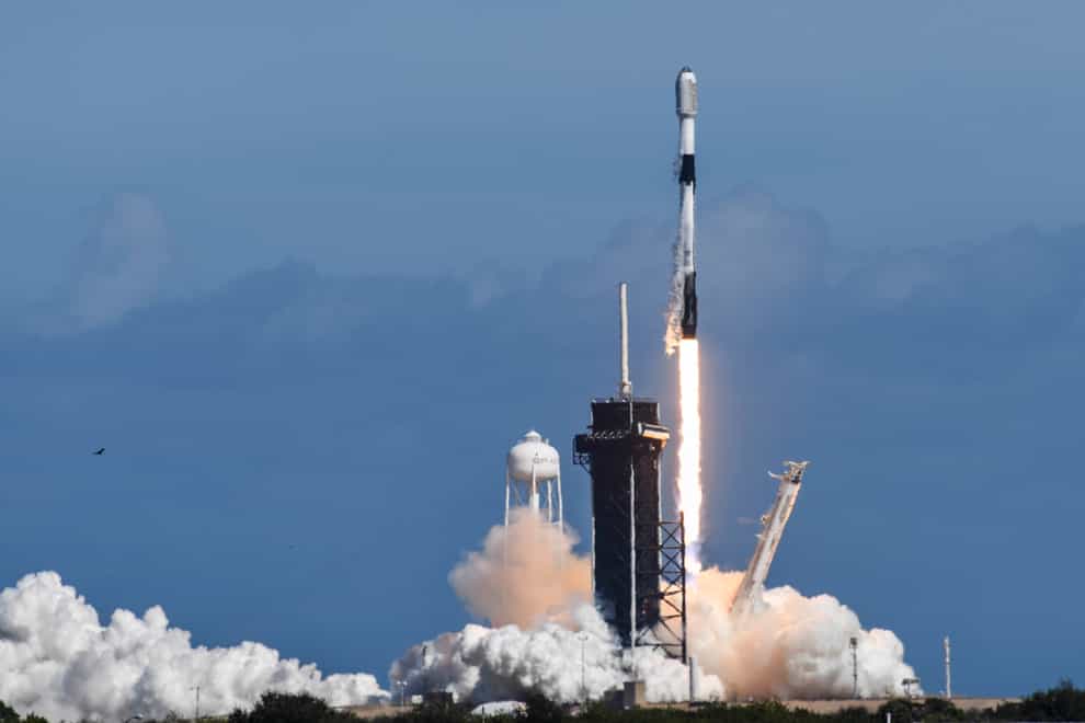 A SpaceX Falcon 9 rocket lifts off at Kennedy Space Centre on February 3 carrying a batch of Starlink satellites (Craig Bailey/Florida Today via AP)