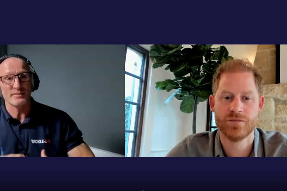 Gareth Thomas and Harry on the video call to National HIV Testing Week (Tackle HIV/PA)