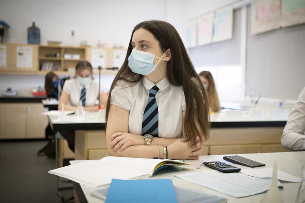 Face coverings can be removed inside secondary schools classrooms in Scotland from February 28 (PA)