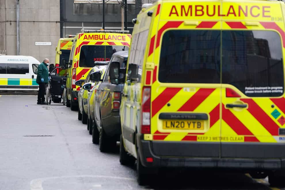 Ambulances parked outside the Royal London Hospital (Jonathan Brady/PA)
