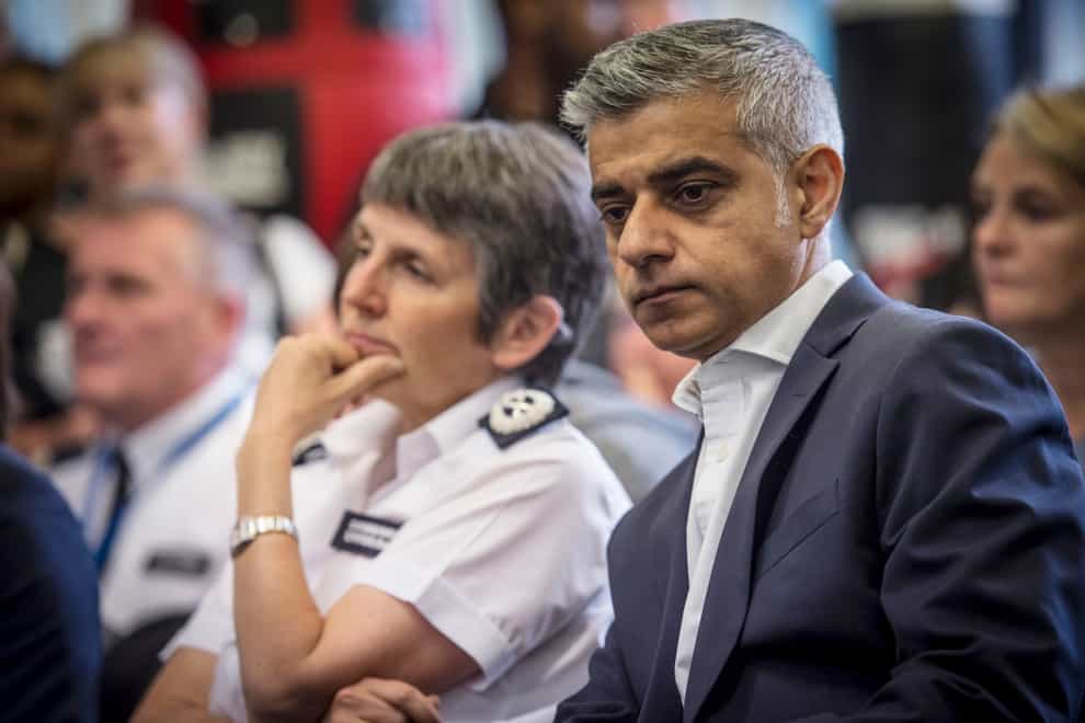 The Mayor of London Sadiq Khan and Met Police Commissioner Cressida Dick (Lauren Hurley/PA).