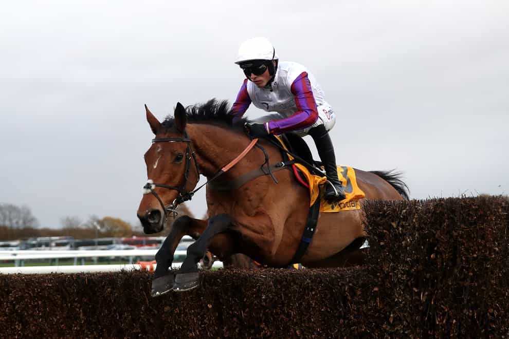 Bravemansgame ridden by jockey Harry Cobden on their way to winning the Double Daily Rewards With Betfair Graduation Chase during the Betfair Chase Day at Haydock Park Racecourse. Picture date: Saturday November 20, 2021.